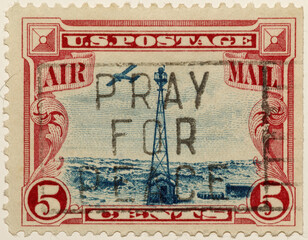 Vintage US Airmaail Stamp for background