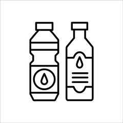 Cooking oil bottle. Vector line icon. Vegetable fat jar. Isolated object. Natural vegetarian food