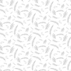 Contouric monochrome seamless pattern. Nature, harvest, rye