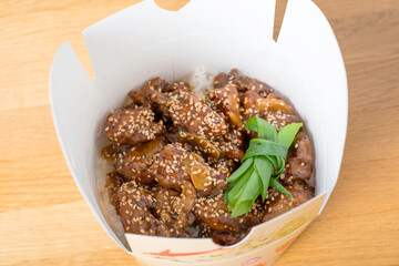 Asian chicken kebabs fried on skewers