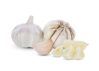  Garlic isolated on white background.