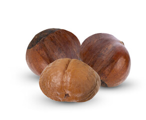 chestnuts isolated on white background.