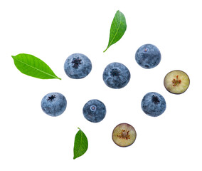 Blueberry fruit isolated on white background.