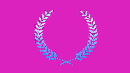 Amazing aqua color gradient wreath icon on pink background, Best wheat icon