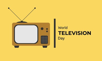 World Television Day Illustration. Old TV Icon in flat Design Style. Vector Isolated with Yellow Background. Use for Banner, Poster, web, advertising, Promotion