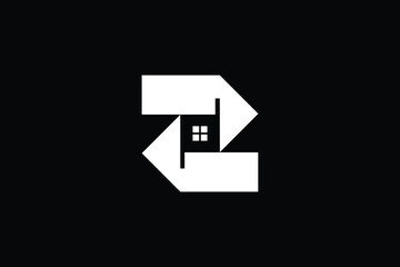 Logo design of Z ZZ in vector for construction, home, real estate, building, property. Minimal awesome trendy professional logo design template on black background.