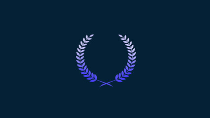 Awesome blue gradient wreath icon on blue dark background, Best wheat icon