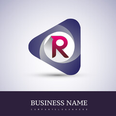 logo letter R rounded in the triangle shape, Vector design template elements for your Business or company identity.