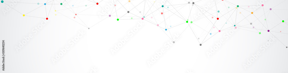 Poster website header or banner design with abstract geometric background and connecting dots and lines. gl