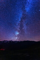 Obraz na płótnie Canvas Milky Way Galaxy with stars and mountain landscape