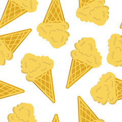 seamless childish pattern with hand-drawn ice cream vector illustration. Good for kids theme, paper, card, fabric, textile, stationary, wallpaper.