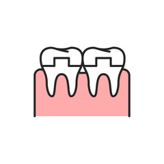 Crowned teeth color line icon. Pictogram for web page, mobile app, promo.