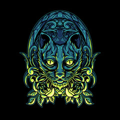 Cat Head Illustration