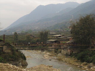 Fototapeta premium The stunning rice terraces and mountains in the Sa Pa region of Northern Vietnam, Asia