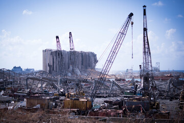 Obraz premium Port of Beirut as seen destroyed after the 4th of August 2020 explosion