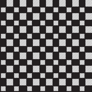Vector checkered texture plaid pattern. Abstract black and white seamless checkered pattern for fabrics, backgrounds, wallpapers. 