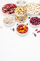 Fototapeta na wymiar Assorted different types of beans