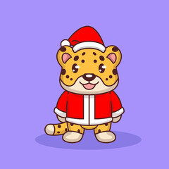 Cute Leopard with Christmas costume