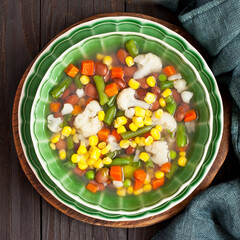 Vegetarian soup. Minestrone soup. Healthy food concept