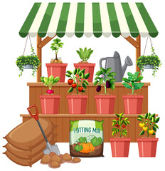 Obraz premium Plant shop with many vegetable tree on white background