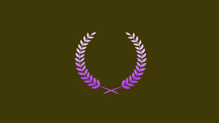Amazing purple and white purple gradient wreath logo icon on yellow dark background, Wheat icon