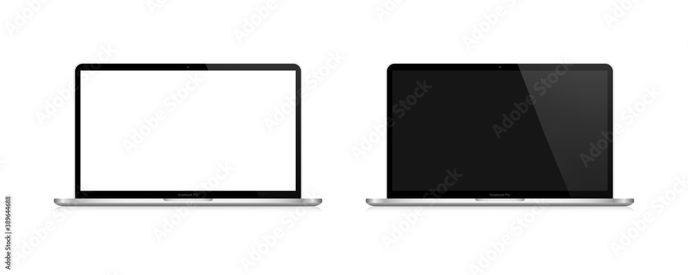 Poster laptop computer. vector realistic mockup template isolated on white background. desktop mock up comp