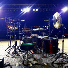 drum set at a concert on stage