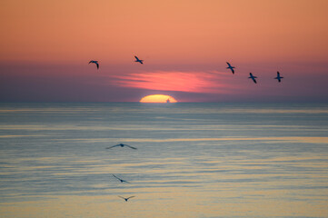 Sonnenuntergang auf Helgoland im September
