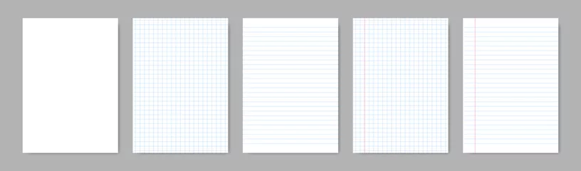 Foto op Canvas Paper blank sheets with lines. Vector isolated papers a4 with lines grid. Grid page notebook with margin. Mockup papers template. Stock vector. © Hubba Bubba