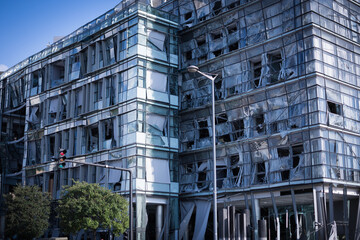 Broken buildings that are destroyed from Beirut's port explosion August 4th 2020