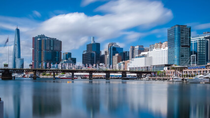 Fototapeta na wymiar Panoramic view of Sydney Harbour and City Skyline of Darling Harbour and Barangaroo Australia