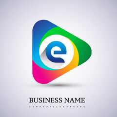 Fototapeta premium E letter colorful logo in the triangle shape, Vector design template elements for your Business or company identity.