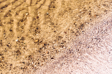.river bank close up water sand stones