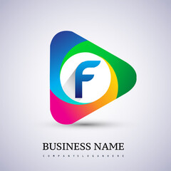 F letter colorful logo in the triangle shape, Vector design template elements for your Business or company identity.