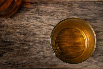 Whisky, Cocktail, Alcohol, on wooden background with copyspace