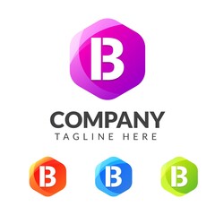 Letter B logo with colorful background, letter combination logo design for creative industry, web, business and company.