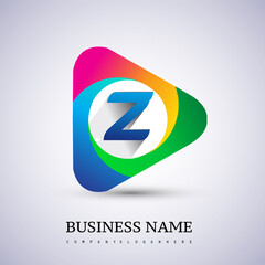 Z letter colorful logo in the triangle shape, Vector design template elements for your Business or company identity.