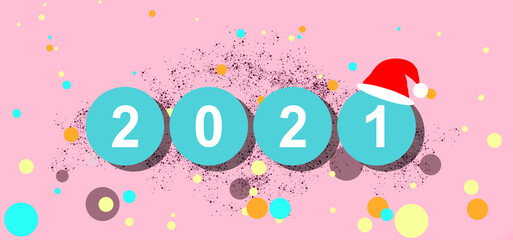 Happy New Year 2021 festive background with space on pink background