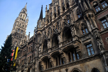 Neues Rathaus New Town Hall in Marienplatz or Mary or St. Mary Our Lady central square for german people foreign traveler travel visit at Munich capital city on November 15, 2016 in Bavaria, Germany