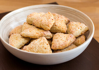 Homemade cookies with sugar in a bowl