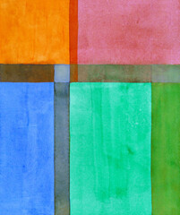 A minimalist watercolor painting; division of the plane into transparent watercolor rectangles. - 389652230