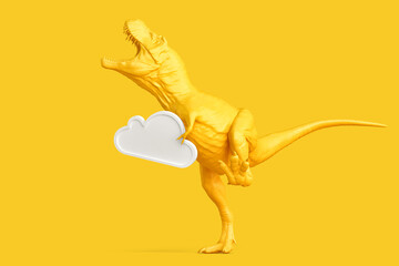 Tyrannosaurus with 'cloud' symbol. Cloud computing concept. 3D rendering © kirill_makarov