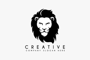 Lion head logo design vector illustration isolated on white background