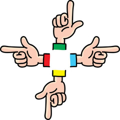 forefingers with hands oriented in opposite directions