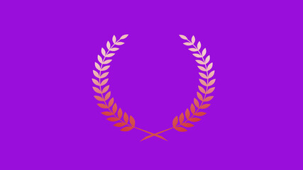 Amazing red and white color gradient wreath logo icon on purple background, Best wheat icon