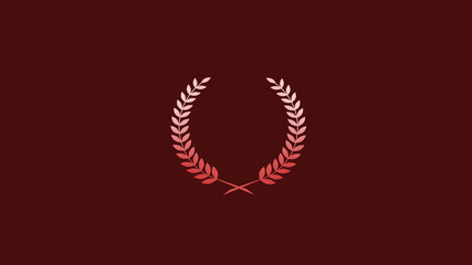 Amazing red and white gradient wheat icon on red dark background, New wreath icon