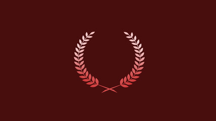 Amazing red and white gradient wheat icon on red dark background, New wreath icon