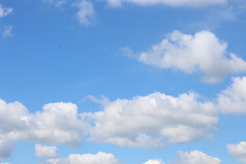 Bright blue sky with white clouds for background or wallpapers