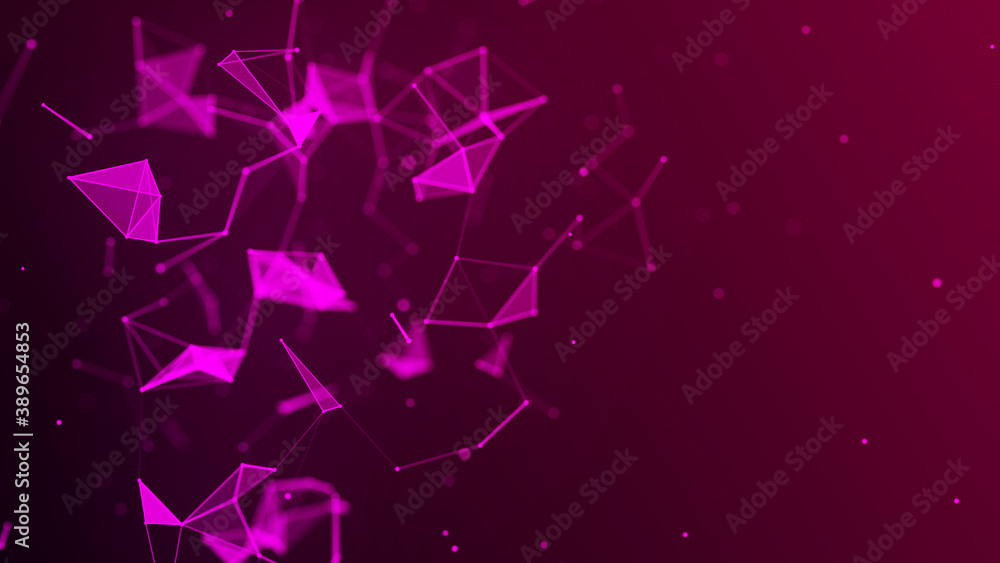 Poster network connection structure. big data complex with compounds. abstract purple digital background. s