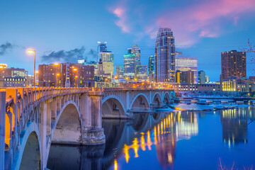 Cityscape of Minneapolis downtown skyline in Minnesota, USA